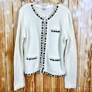Cabi Sweater Cardigan White Jewels Studs Size L